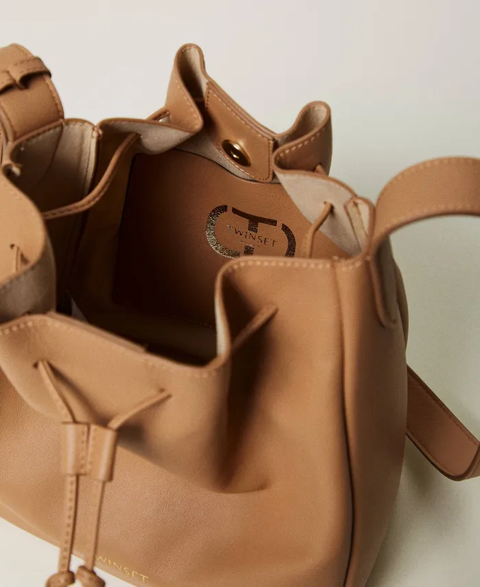 Twinset Forever Leather Bucket Bag Camel Women Cross Body Bags Twinset Forever Leather Bucket Bag Camel Women Cross Body Bags