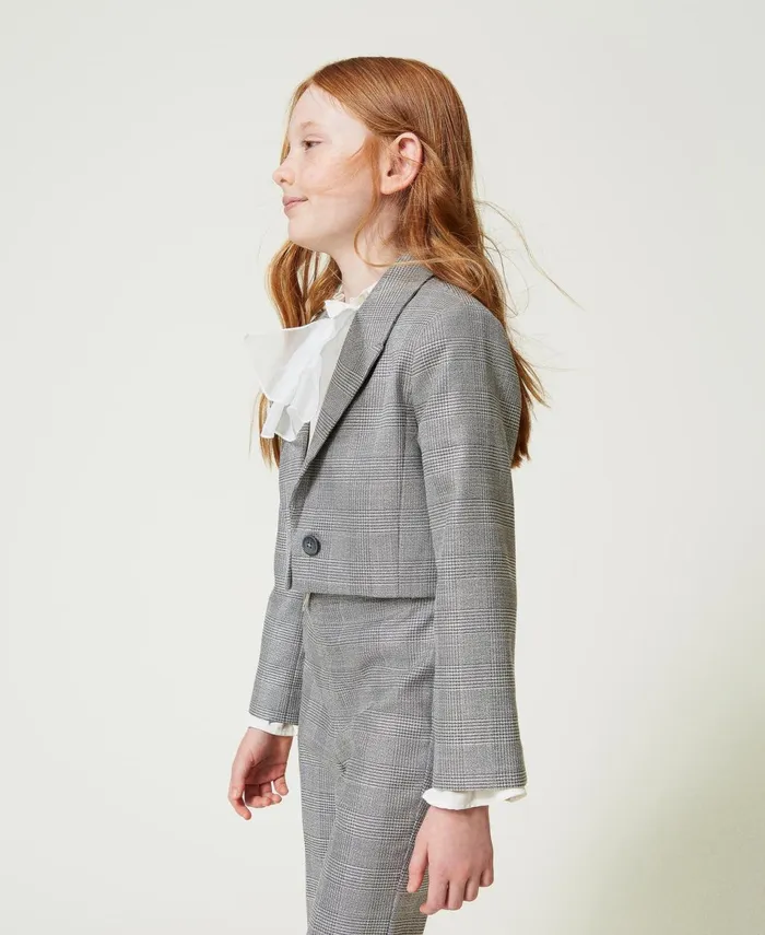 Twinset Glen Plaid Spencer Jacket Glen Plaid Jacquard Girl Jackets And Outerwear Twinset Glen Plaid Spencer Jacket Glen Plaid Jacquard Girl Jackets And Outerwear