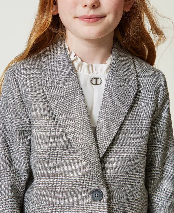 Twinset Glen Plaid Spencer Jacket Glen Plaid Jacquard Girl Jackets And Outerwear Twinset Glen Plaid Spencer Jacket Glen Plaid Jacquard Girl Jackets And Outerwear