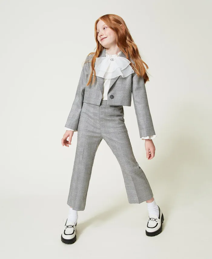 Twinset Glen Plaid Spencer Jacket Glen Plaid Jacquard Girl Jackets And Outerwear Twinset Glen Plaid Spencer Jacket Glen Plaid Jacquard Girl Jackets And Outerwear
