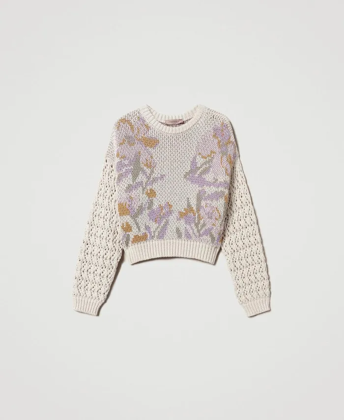 Twinset Jacquard Floral Jumper Snow Jacquard Flowers Women Jumpers And Cardigans Twinset Jacquard Floral Jumper Snow Jacquard Flowers Women Jumpers And Cardigans