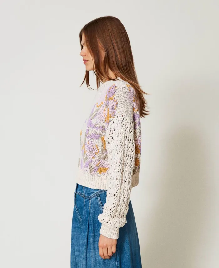 Twinset Jacquard Floral Jumper Snow Jacquard Flowers Women Jumpers And Cardigans Twinset Jacquard Floral Jumper Snow Jacquard Flowers Women Jumpers And Cardigans