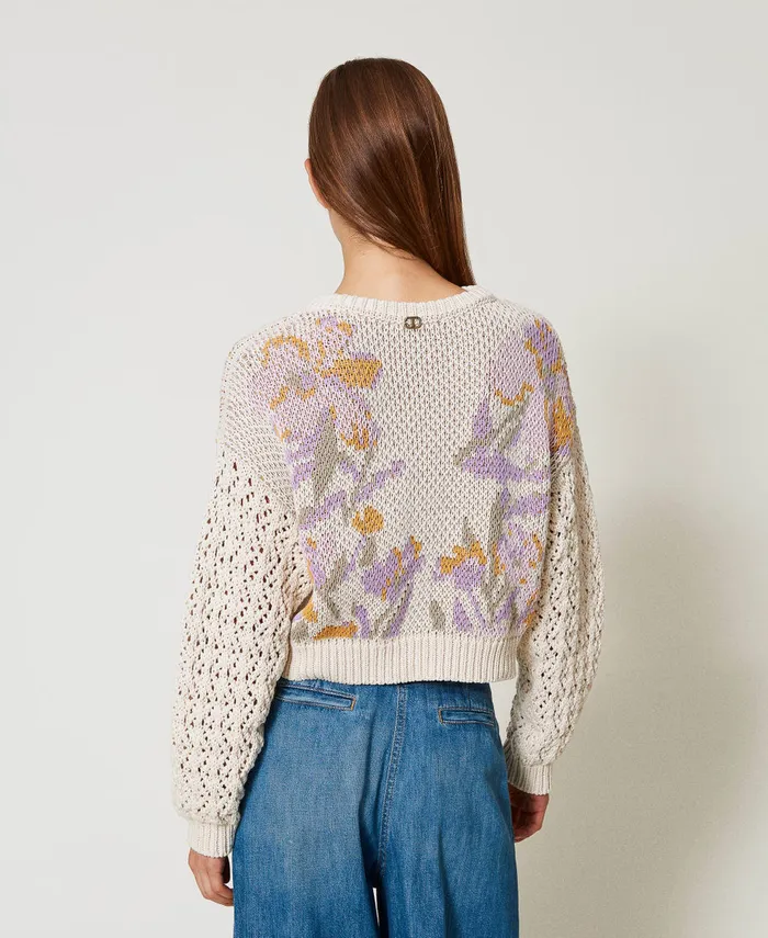 Twinset Jacquard Floral Jumper Snow Jacquard Flowers Women Jumpers And Cardigans Twinset Jacquard Floral Jumper Snow Jacquard Flowers Women Jumpers And Cardigans