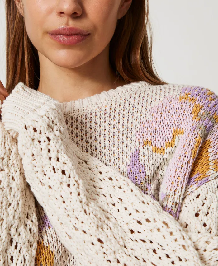 Twinset Jacquard Floral Jumper Snow Jacquard Flowers Women Jumpers And Cardigans Twinset Jacquard Floral Jumper Snow Jacquard Flowers Women Jumpers And Cardigans