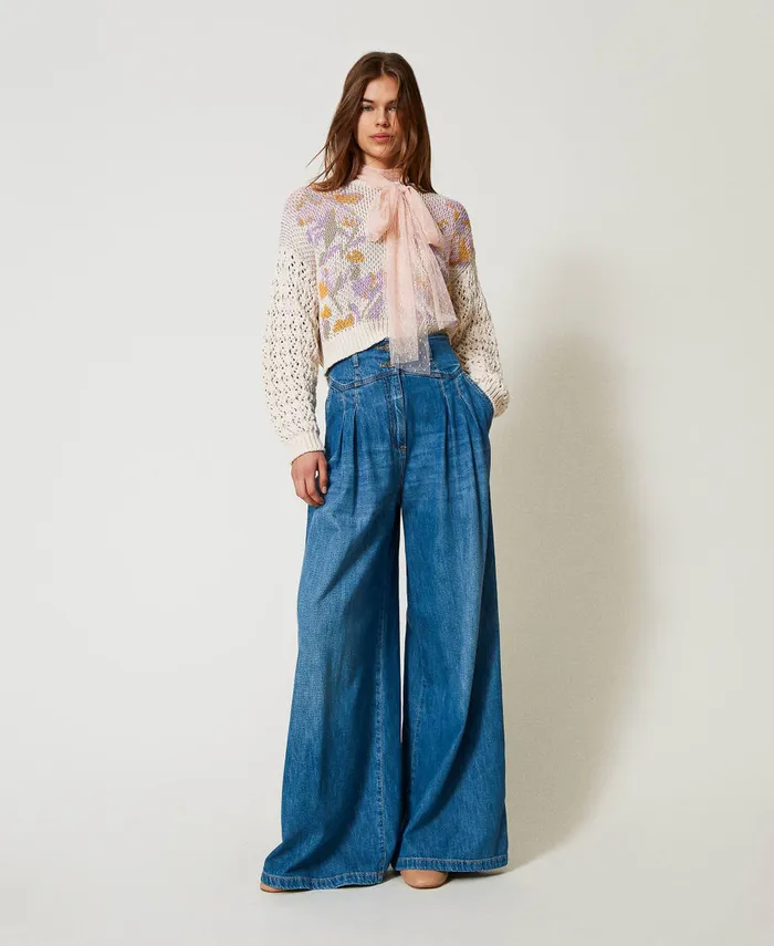 Twinset Jacquard Floral Jumper Snow Jacquard Flowers Women Jumpers And Cardigans Twinset Jacquard Floral Jumper Snow Jacquard Flowers Women Jumpers And Cardigans
