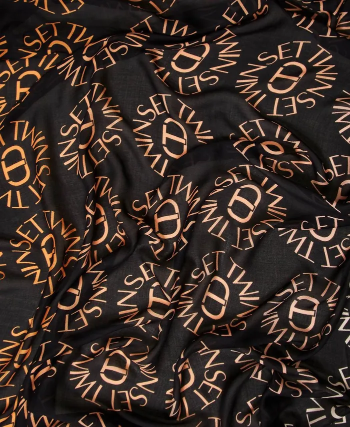 Twinset Kefiah With Oval T Print And Logo Multicolour Black Oval T Print Women Scarves Twinset Kefiah With Oval T Print And Logo Multicolour Black Oval T Print Women Scarves