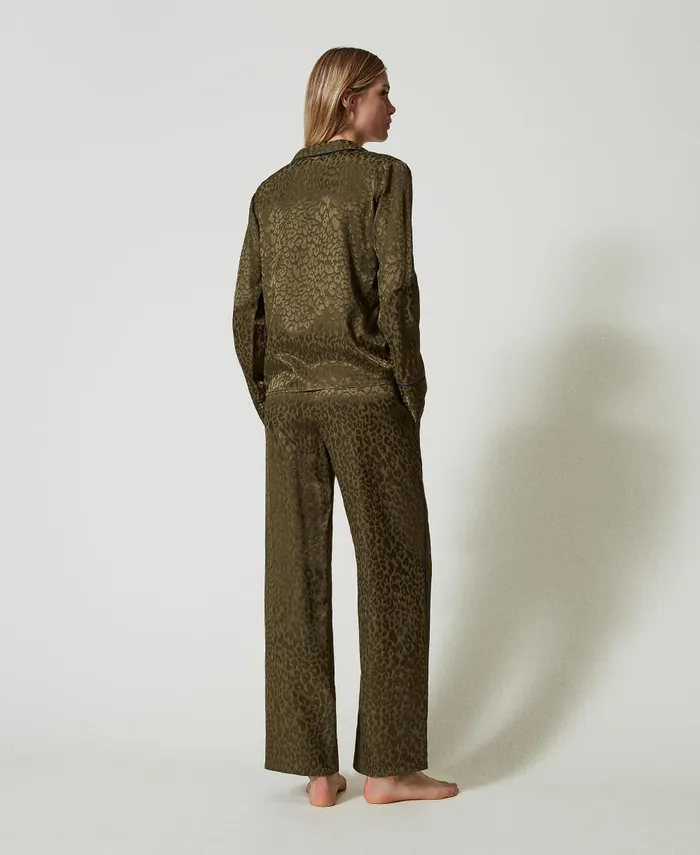 Twinset Mannish Jacquard Satin Pyjamas Green Moss Women Underwear And Nightwear Twinset Mannish Jacquard Satin Pyjamas Green Moss Women Underwear And Nightwear
