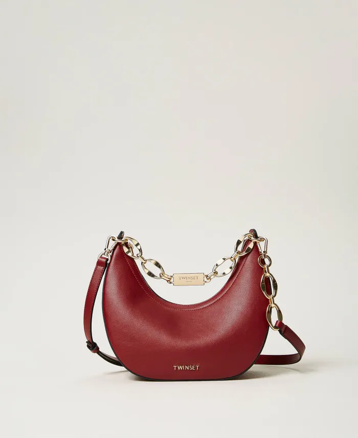 Twinset Miss Shoulder Bag With Logo Chain Myrtle Red Women Hobo Bags