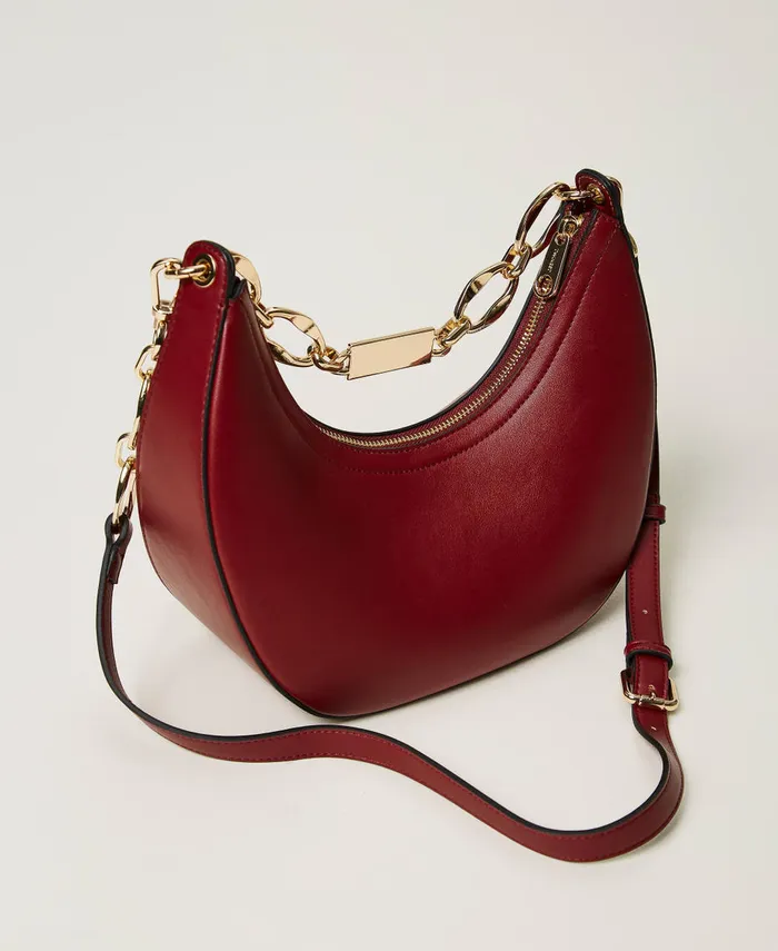 Twinset Miss Shoulder Bag With Logo Chain Myrtle Red Women Hobo Bags Twinset Miss Shoulder Bag With Logo Chain Myrtle Red Women Hobo Bags