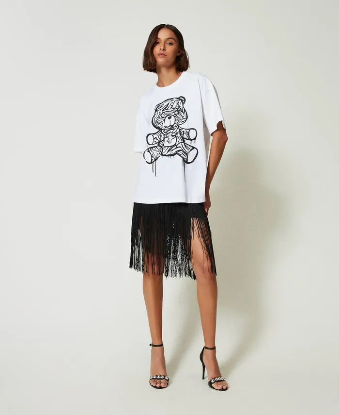 Twinset Myfo Miniskirt With Fringes Black Women Skirts Twinset Myfo Miniskirt With Fringes Black Women Skirts