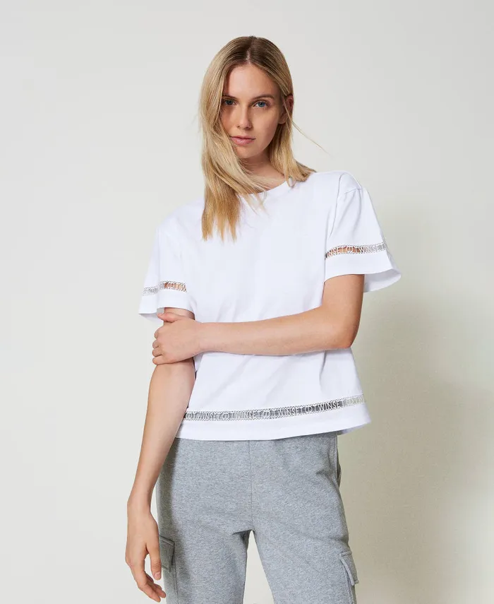 Twinset Regular Fit TShirt With Embroidered Logo White Women TShirts And Tops