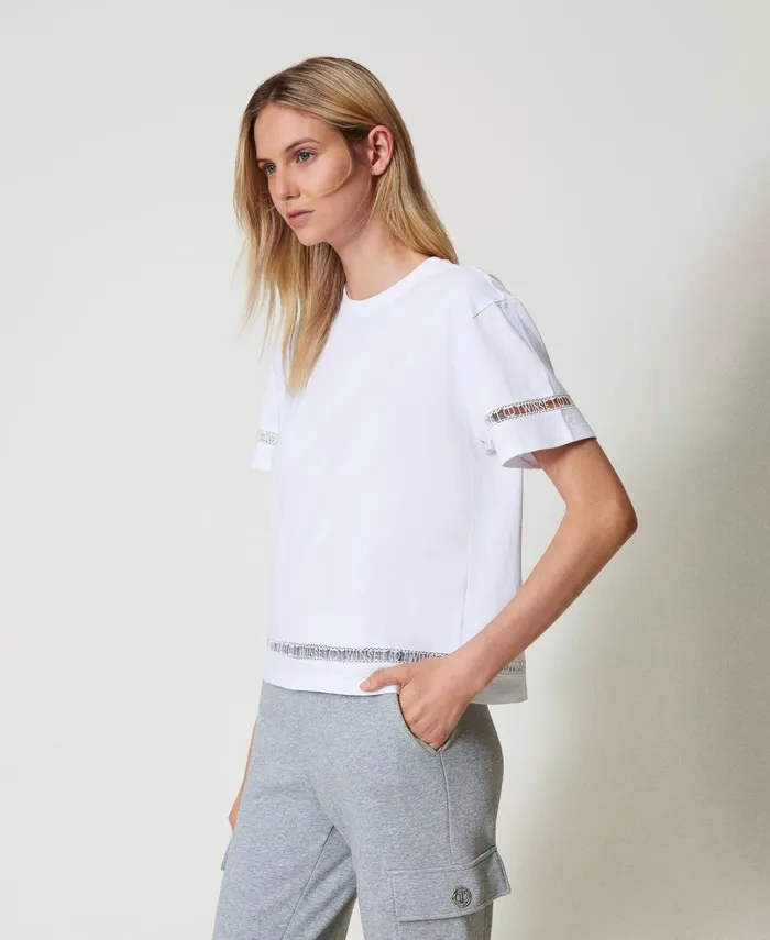 Twinset Regular Fit TShirt With Embroidered Logo White Women TShirts And Tops Twinset Regular Fit TShirt With Embroidered Logo White Women TShirts And Tops