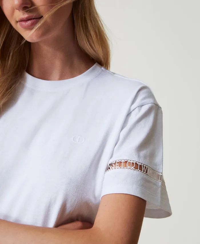 Twinset Regular Fit TShirt With Embroidered Logo White Women TShirts And Tops Twinset Regular Fit TShirt With Embroidered Logo White Women TShirts And Tops