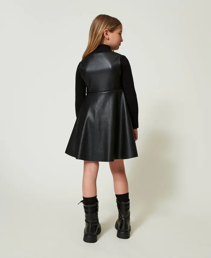 Twinset Short Dress With Oval T Buckle Black Girl Dresses Twinset Short Dress With Oval T Buckle Black Girl Dresses