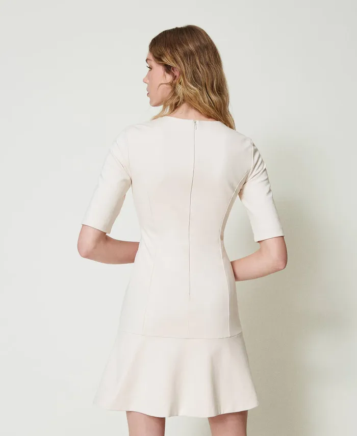 Twinset Short Dress With Oval T Waist Strap Old White Women Dresses Twinset Short Dress With Oval T Waist Strap Old White Women Dresses