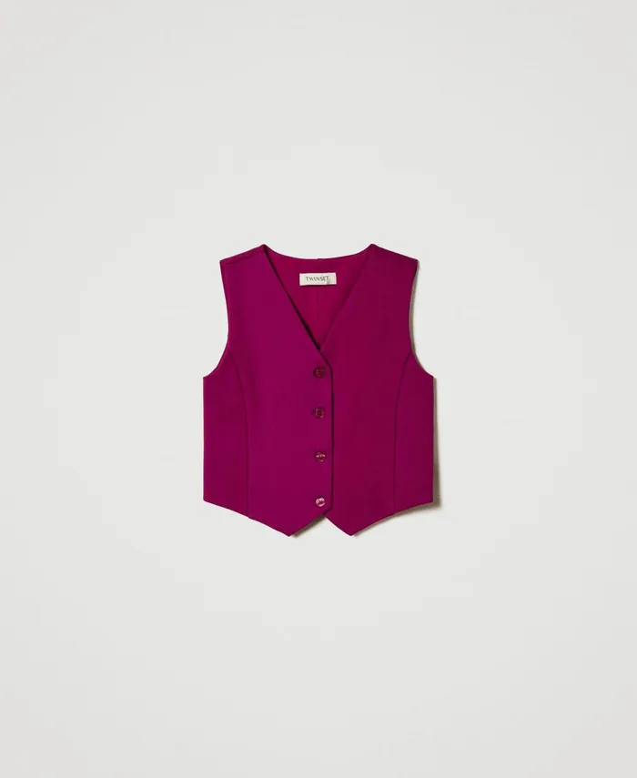 Twinset SingleBreasted Waistcoat With Tonal Buttons Magenta Purple Girl Jackets And Outerwear Twinset SingleBreasted Waistcoat With Tonal Buttons Magenta Purple Girl Jackets And Outerwear