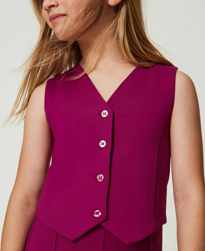 Twinset SingleBreasted Waistcoat With Tonal Buttons Magenta Purple Girl Jackets And Outerwear Twinset SingleBreasted Waistcoat With Tonal Buttons Magenta Purple Girl Jackets And Outerwear