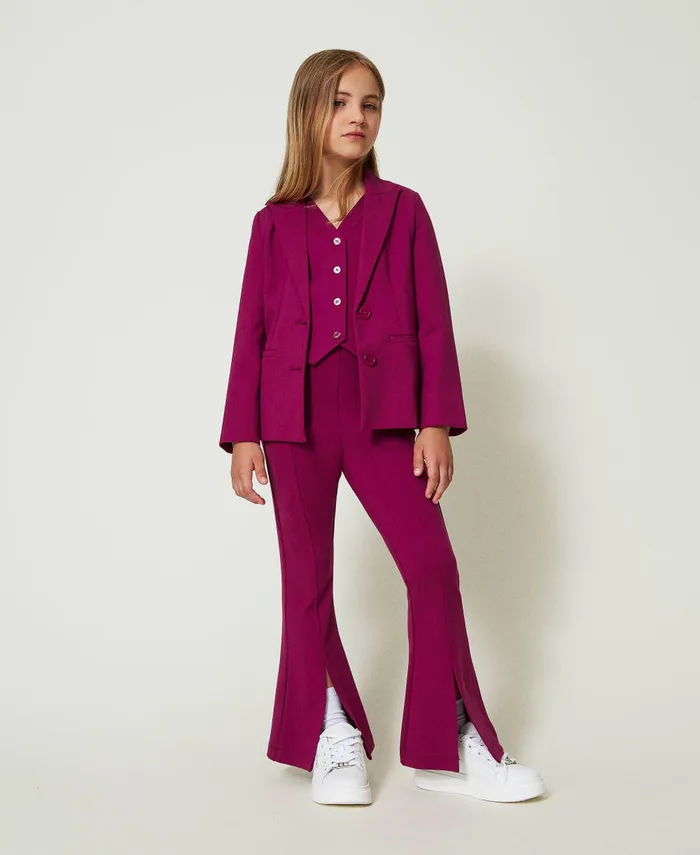 Twinset SingleBreasted Waistcoat With Tonal Buttons Magenta Purple Girl Jackets And Outerwear Twinset SingleBreasted Waistcoat With Tonal Buttons Magenta Purple Girl Jackets And Outerwear