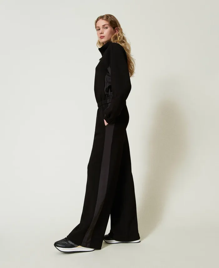 Twinset Sweatshirt With Zip And Palazzo Trousers Black Women Sweatshirts