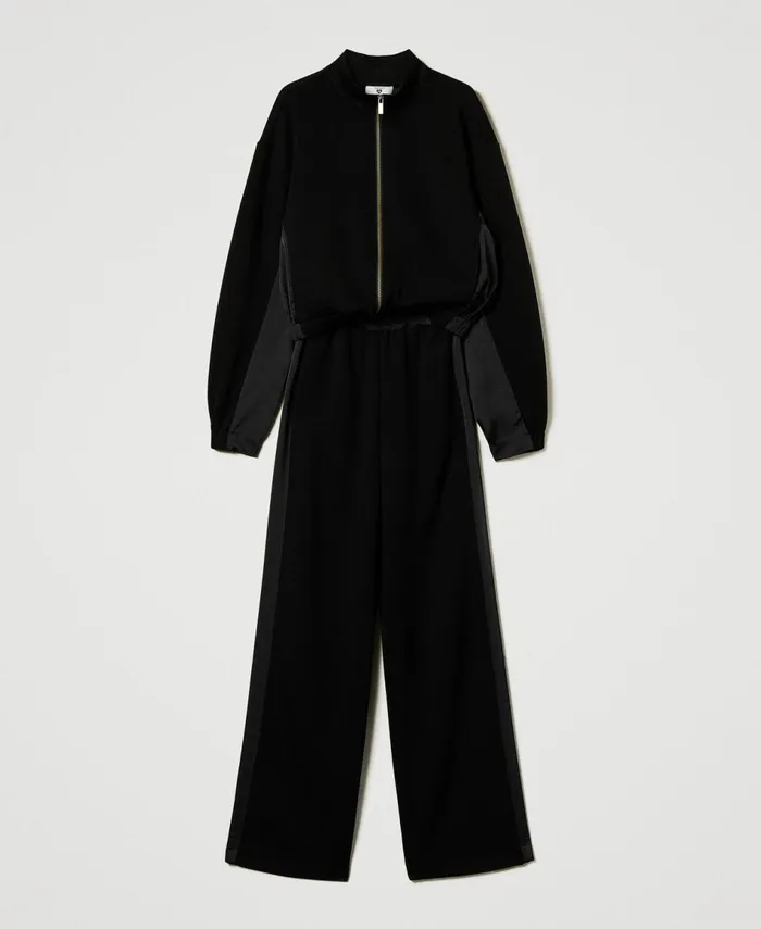 Twinset Sweatshirt With Zip And Palazzo Trousers Black Women Sweatshirts Twinset Sweatshirt With Zip And Palazzo Trousers Black Women Sweatshirts