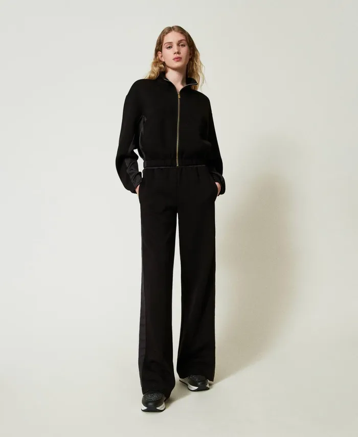 Twinset Sweatshirt With Zip And Palazzo Trousers Black Women Sweatshirts Twinset Sweatshirt With Zip And Palazzo Trousers Black Women Sweatshirts