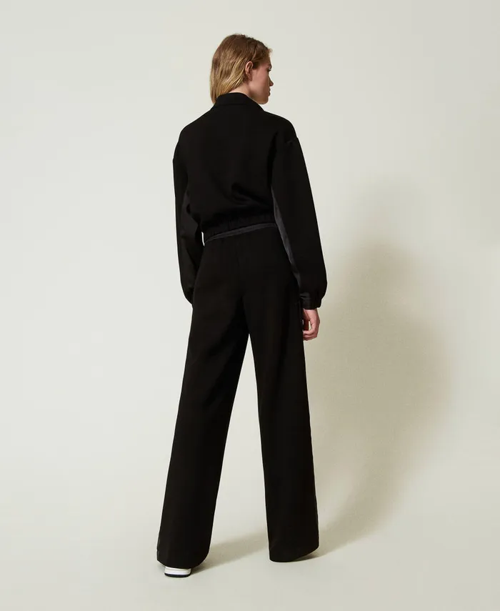 Twinset Sweatshirt With Zip And Palazzo Trousers Black Women Sweatshirts Twinset Sweatshirt With Zip And Palazzo Trousers Black Women Sweatshirts