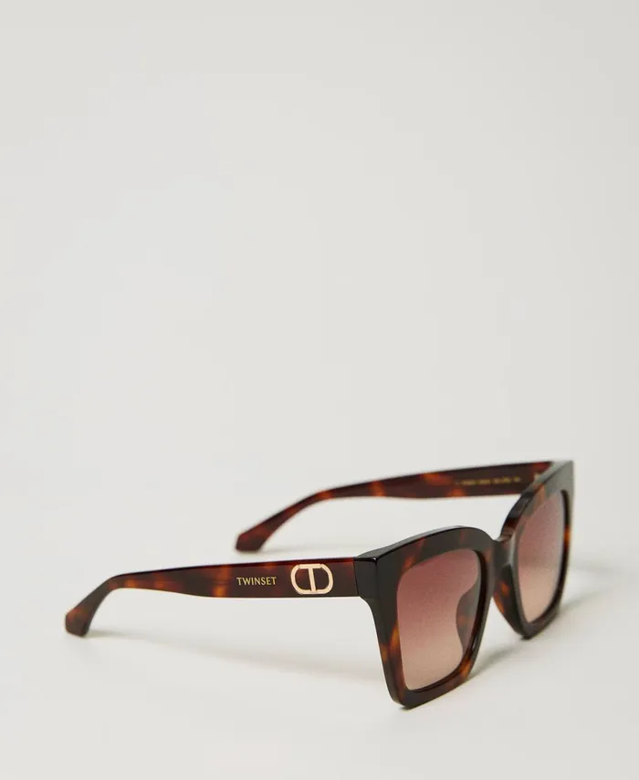 Twinset TortoiseLike Square Sunglasses Shiny Dark Havana Women Sunglasses Twinset TortoiseLike Square Sunglasses Shiny Dark Havana Women Sunglasses