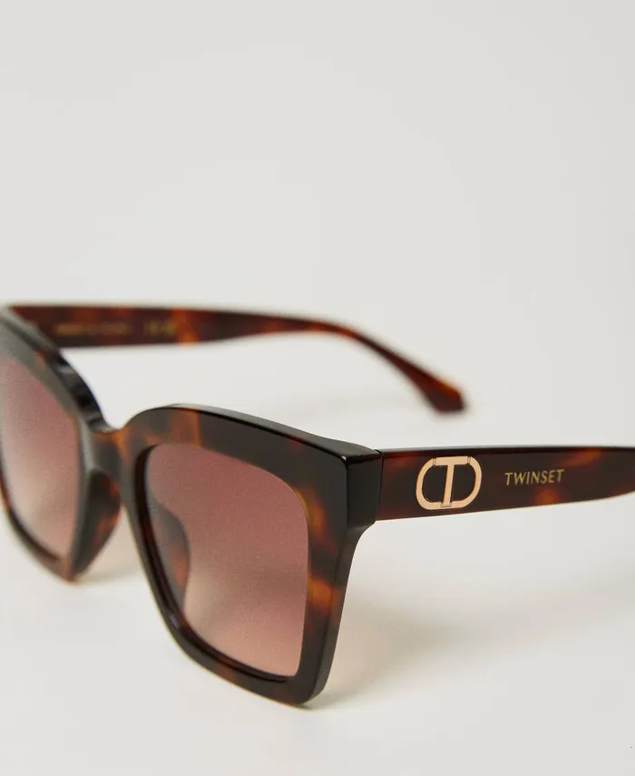 Twinset TortoiseLike Square Sunglasses Shiny Dark Havana Women Sunglasses Twinset TortoiseLike Square Sunglasses Shiny Dark Havana Women Sunglasses