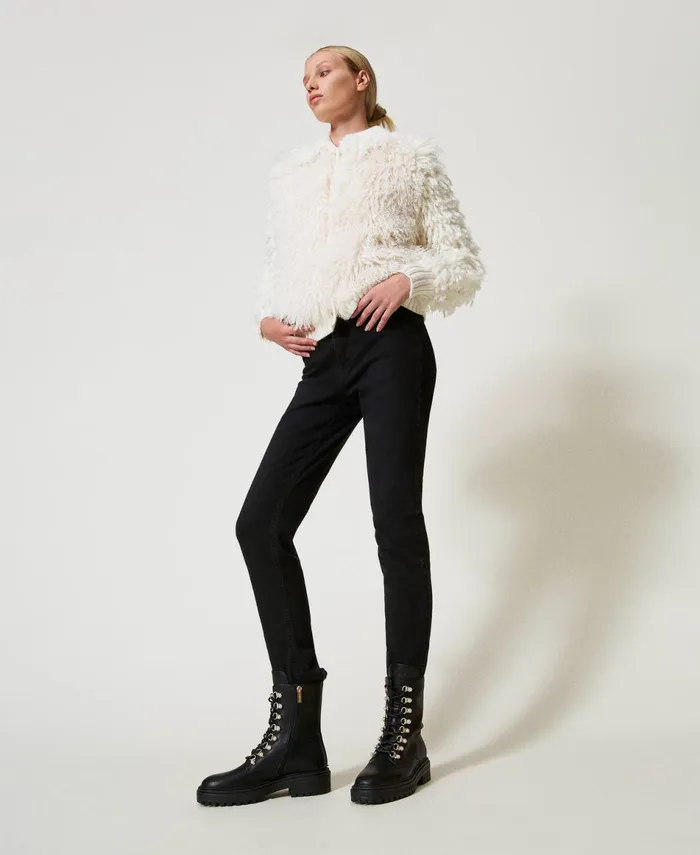 Twinset TrekkingStyle Combat Boots With Pearls Black Women Flat Shoes Twinset TrekkingStyle Combat Boots With Pearls Black Women Flat Shoes