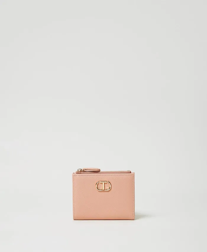 Twinset Wallet With Zip And Oval T Powder Pink Women Wallets And Keyrings