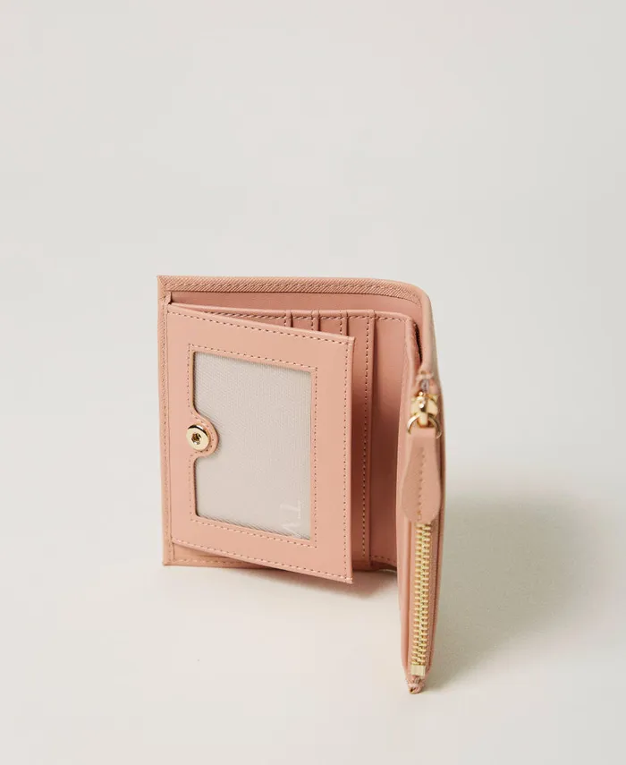 Twinset Wallet With Zip And Oval T Powder Pink Women Wallets And Keyrings Twinset Wallet With Zip And Oval T Powder Pink Women Wallets And Keyrings
