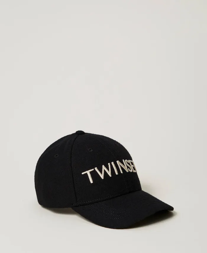 Twinset Wool Cloth Baseball Cap With Logo Black Girl