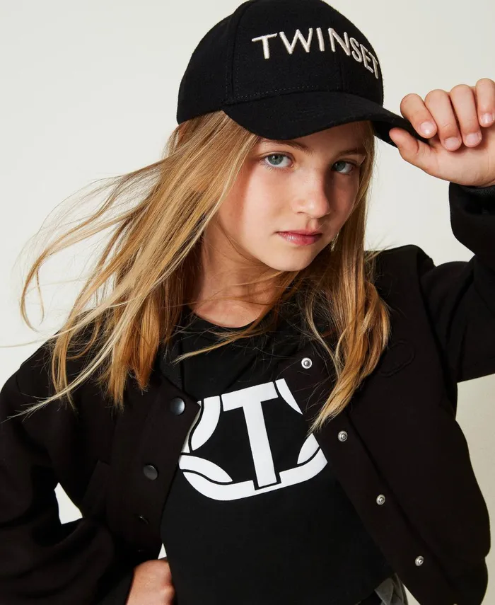 Twinset Wool Cloth Baseball Cap With Logo Black Girl Twinset Wool Cloth Baseball Cap With Logo Black Girl