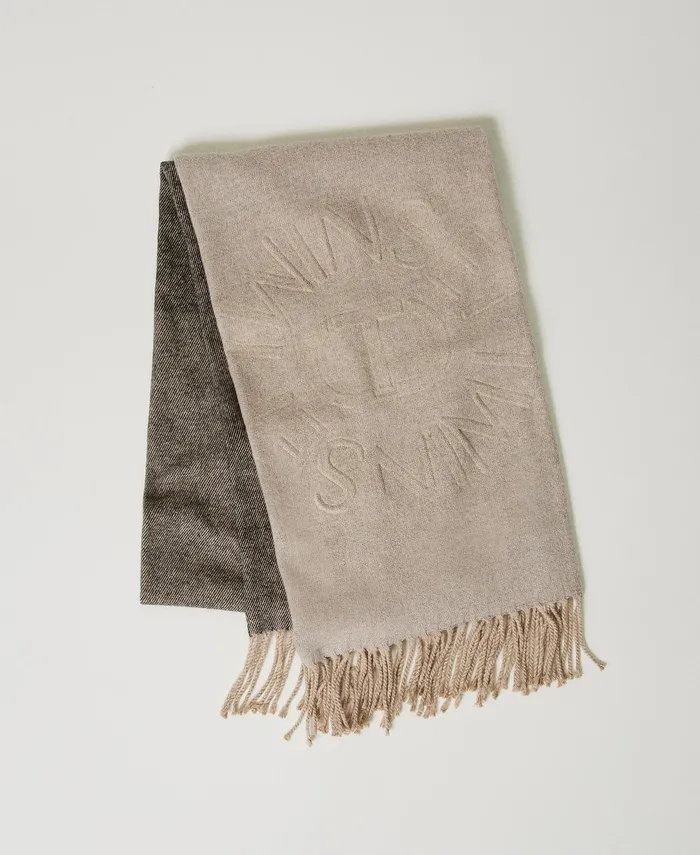 Twinset Wool Cloth Stole With Fringes Warm Beige Women Scarves