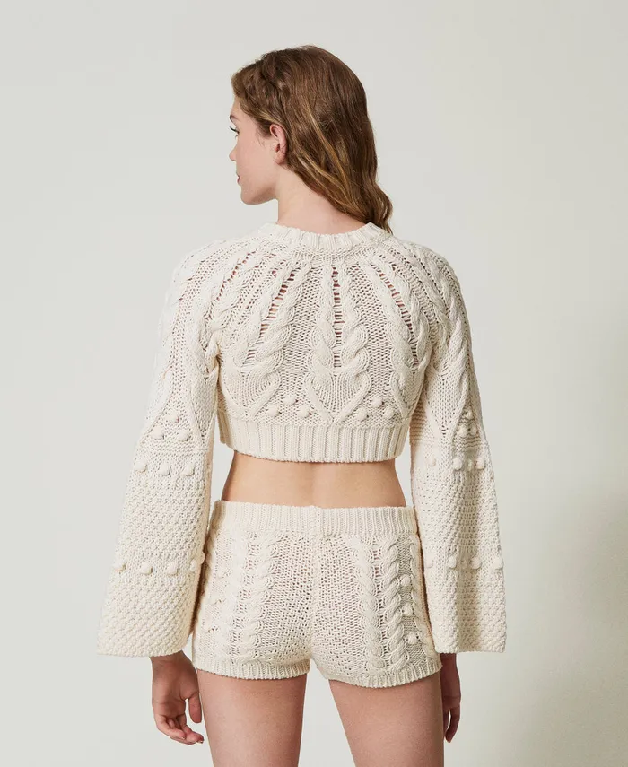 Twinset Wool Cropped Jumper White Snow Women Jumpers And Cardigans Twinset Wool Cropped Jumper White Snow Women Jumpers And Cardigans
