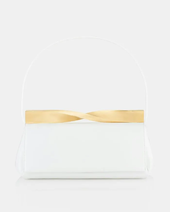 Twist Clutch White Women Aquazzura Shoulder Bags Twist Clutch White Women Aquazzura Shoulder Bags