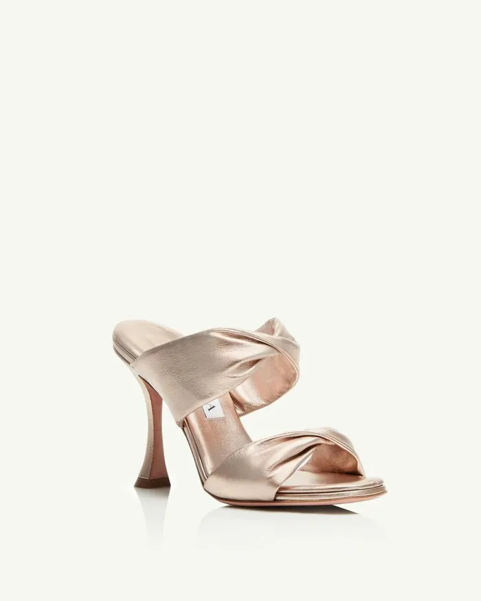 Twist Sandal 95 Gold Women Aquazzura Slides and Mules