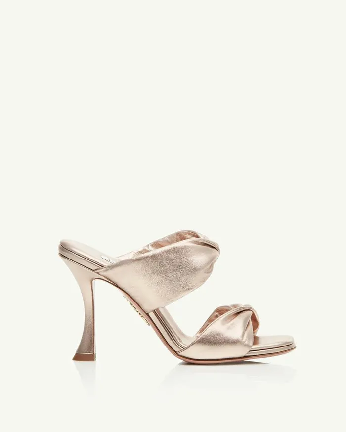 Twist Sandal 95 Gold Women Aquazzura Slides and Mules Twist Sandal 95 Gold Women Aquazzura Slides and Mules