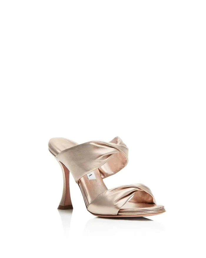 Twist Sandal 95 Gold Women Aquazzura Slides and Mules Twist Sandal 95 Gold Women Aquazzura Slides and Mules