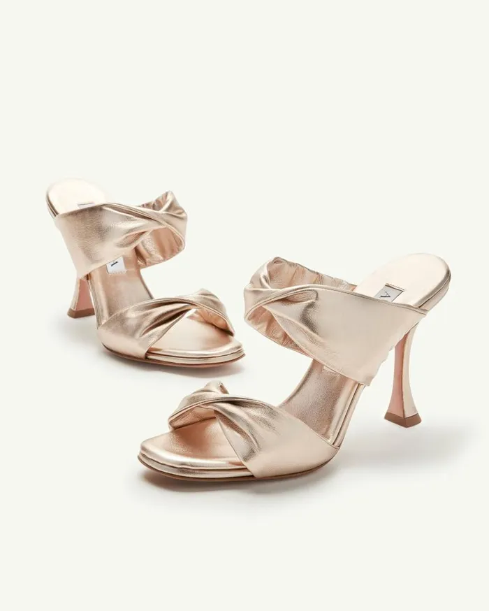 Twist Sandal 95 Gold Women Aquazzura Slides and Mules Twist Sandal 95 Gold Women Aquazzura Slides and Mules