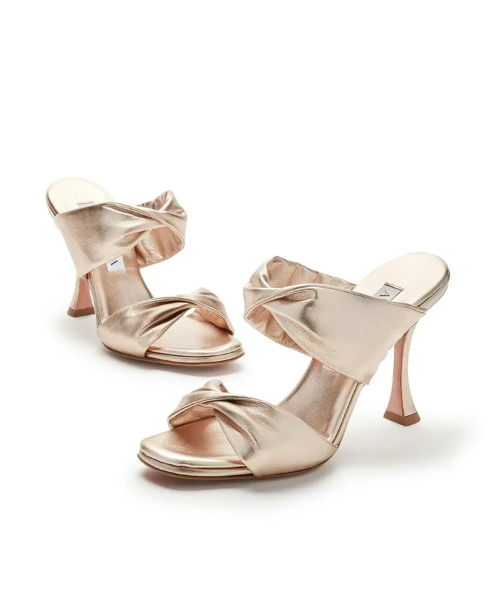 Twist Sandal 95 Gold Women Aquazzura Slides and Mules Twist Sandal 95 Gold Women Aquazzura Slides and Mules