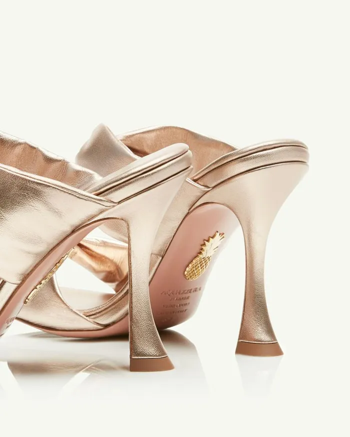 Twist Sandal 95 Gold Women Aquazzura Slides and Mules Twist Sandal 95 Gold Women Aquazzura Slides and Mules