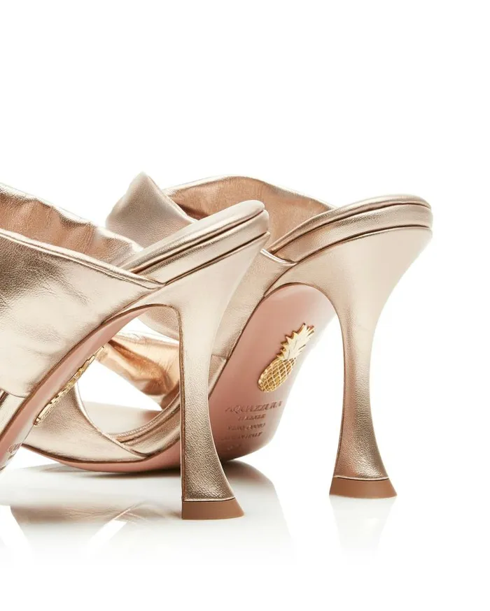 Twist Sandal 95 Gold Women Aquazzura Slides and Mules Twist Sandal 95 Gold Women Aquazzura Slides and Mules