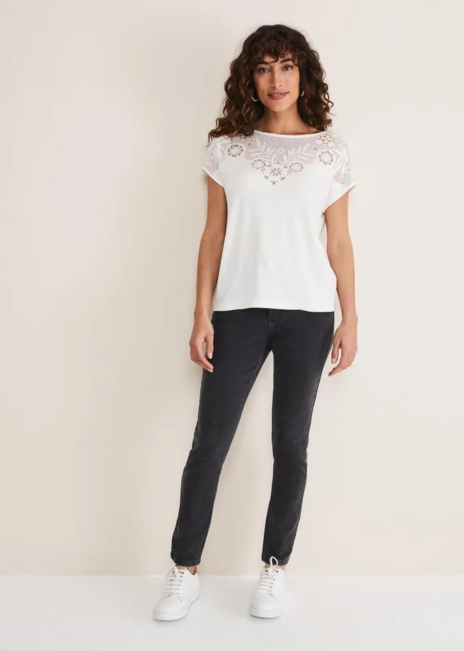 Ulla Placement Burnout Top Ivory Women Phase Eight Tops and TShirts