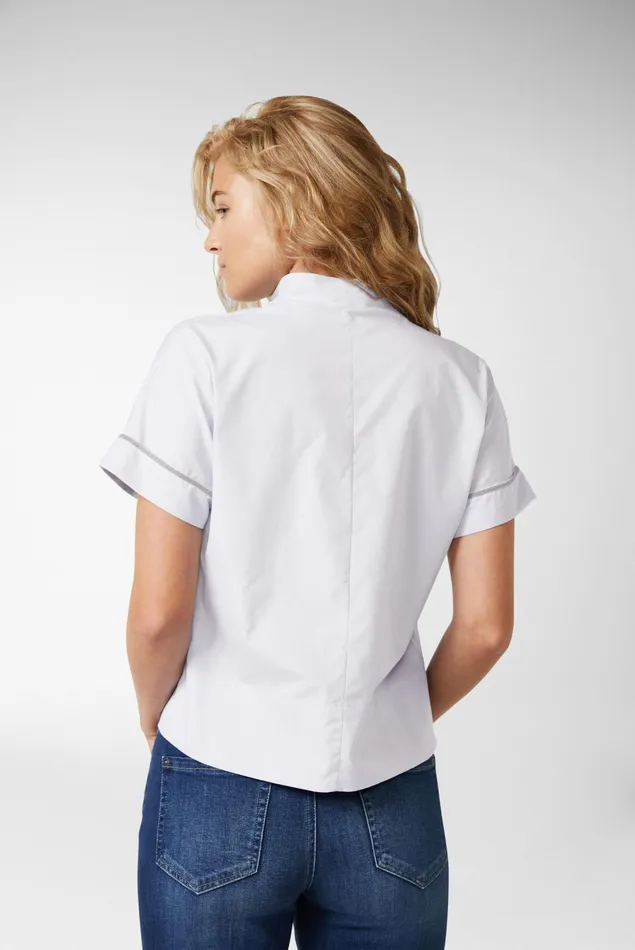 Van Laack Business Blouses Women Cup Collar Blouse With Ribbon Detail In Cotton Poplin White Van Laack Business Blouses Women Cup Collar Blouse With Ribbon Detail In Cotton Poplin White
