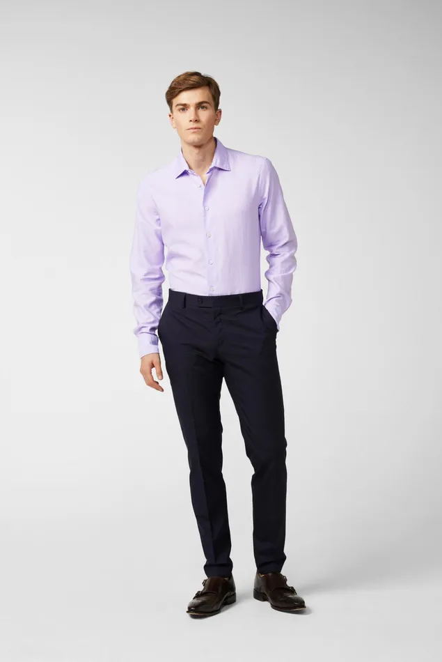 Van Laack Business Shirts Men Dark Twill Shirt With A Small Kent Collar Lila Van Laack Business Shirts Men Dark Twill Shirt With A Small Kent Collar Lila