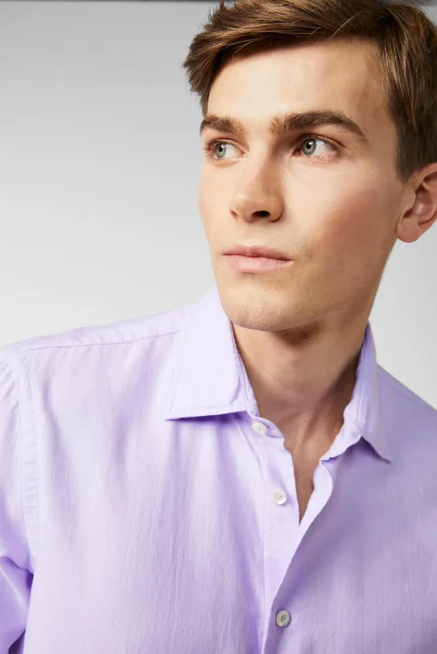 Van Laack Business Shirts Men Dark Twill Shirt With A Small Kent Collar Lila Van Laack Business Shirts Men Dark Twill Shirt With A Small Kent Collar Lila