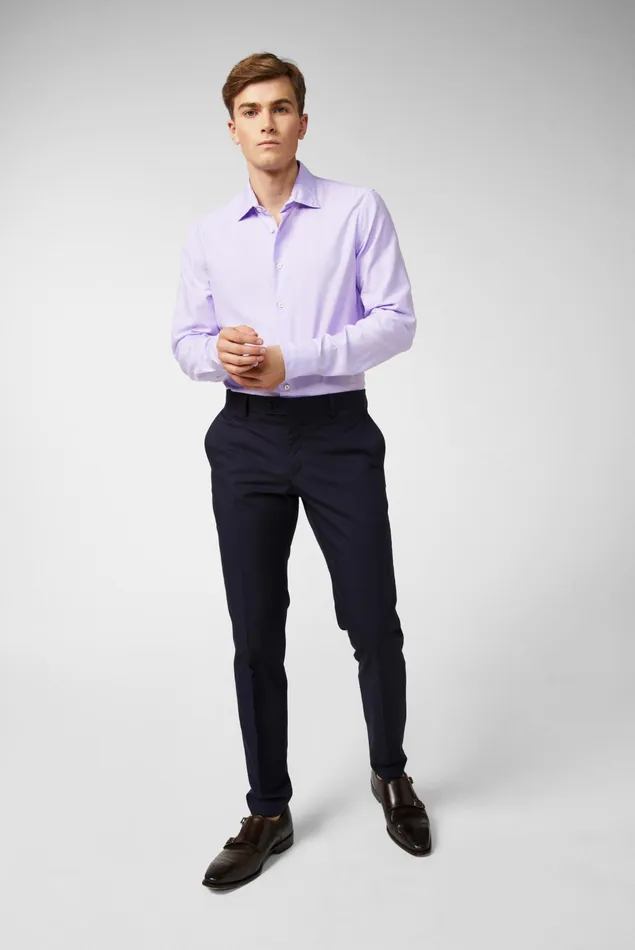 Van Laack Business Shirts Men Dark Twill Shirt With A Small Kent Collar Lila Van Laack Business Shirts Men Dark Twill Shirt With A Small Kent Collar Lila