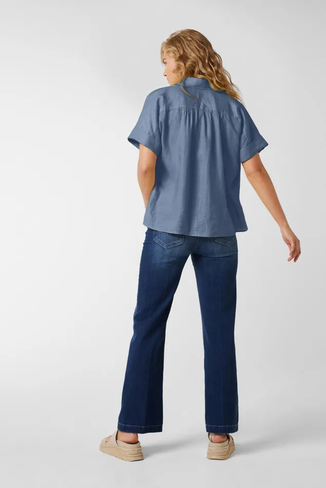 Van Laack Casual Blouses Women Loosefitting Shortsleeved Shirt With Cap Sleeves Made Of Top Linen Blue Van Laack Casual Blouses Women Loosefitting Shortsleeved Shirt With Cap Sleeves Made Of Top Linen Blue