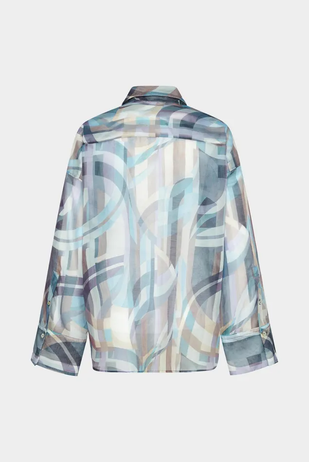 Van Laack Casual Blouses Women Oversize Shirt Blouse With A Geometrical Print